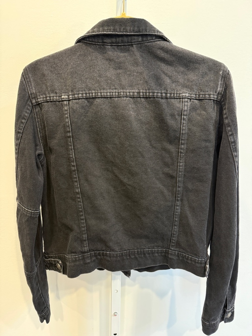 Free People Rumors Black Washed Denim Jacket Size S Oversized Distressed - Picture 7 of 12